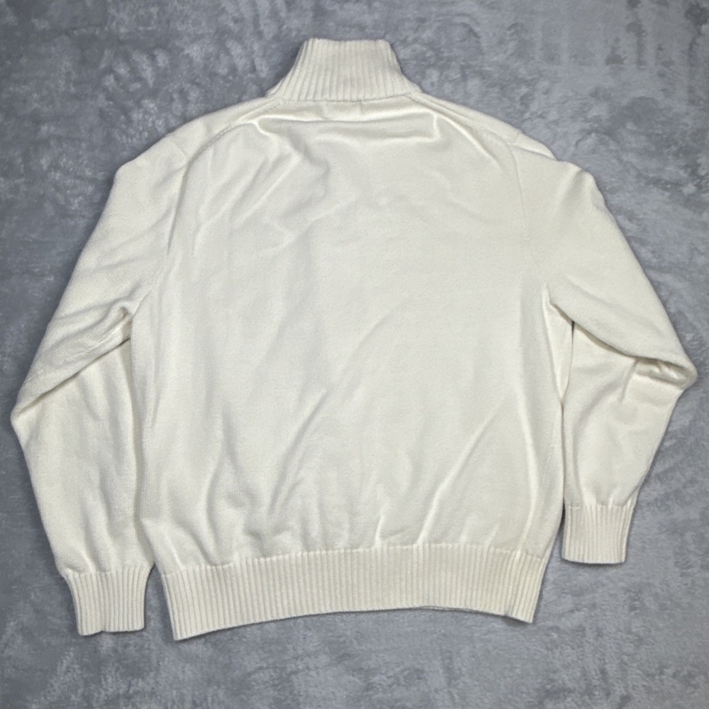 Polo Ralph Lauren Knit Sweater Mens XL Cream Mock Neck Henley Cotton Pullover - Picture 8 of 9